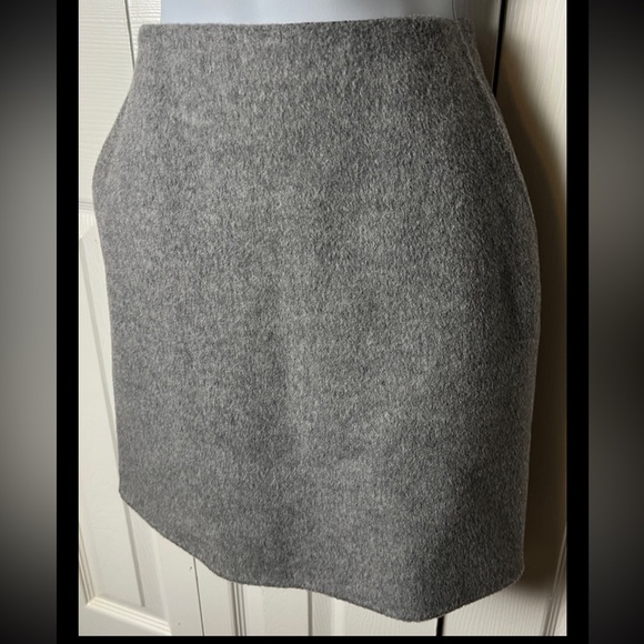 THEORY Mini Skirt New Divide Clean Pencil Wool Cashmere Gray New Money 00 - Picture 6 of 12